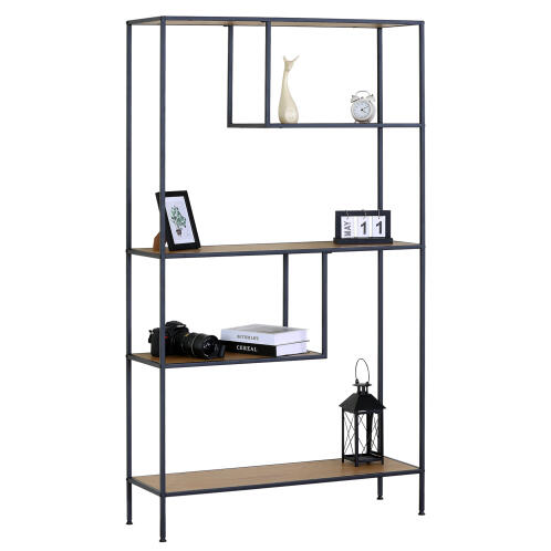 ARTELIBRE Βιβλιοθήκη YARWOOD Δρυς/Μαύρο Μοριοσανίδα/Μέταλλο 100x33x178cm