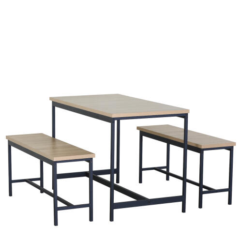 ARTELIBRE Σετ Τραπεζαρία (2+1) CARRISTON Δρυς/Μαύρο Μοριοσανίδα/Μέταλλο 110x60x75cm