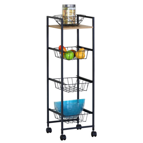 ARTELIBRE Ραφιέρα Κουζίνας ELMSTEAD Δρυς/Μαύρο Μοριοσανίδα/Μέταλλο 29x30x95cm