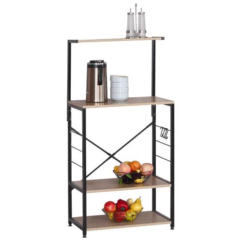 ARTELIBRE Ραφιέρα Κουζίνας GRANTHAM Δρυς/Μαύρο Μοριοσανίδα/Μέταλλο 60x40x123cm