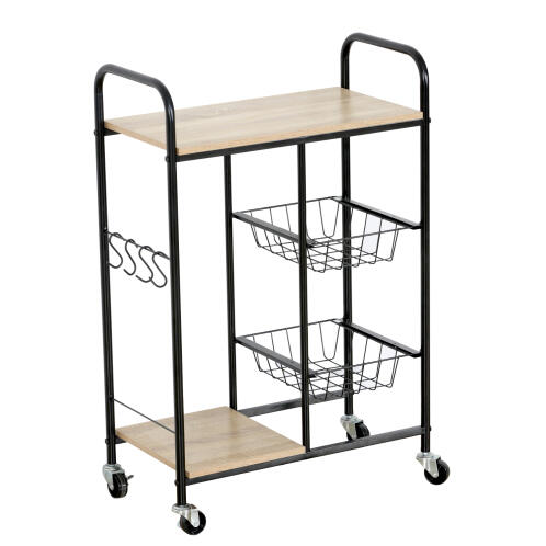 ARTELIBRE Ραφιέρα Κουζίνας HARTWELL Δρυς/Μαύρο Μοριοσανίδα/Μέταλλο 57x30x85cm