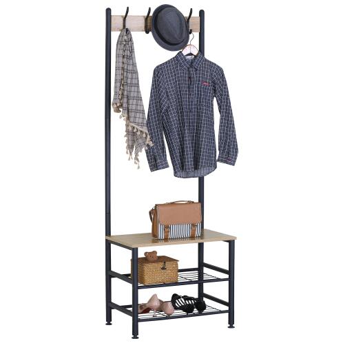 ARTELIBRE Έπιπλο Εισόδου LANGWOOD Δρυς/Μαύρο Μοριοσανίδα/Μέταλλο 60x40x175cm