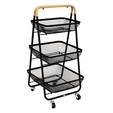Τροχήλατο Μεταλλικό Τρόλεϊ Κουζίνας 3 Επιπέδων 48 x 41,5 x 86 cm Μαύρο 190097 5Five Simply Smart