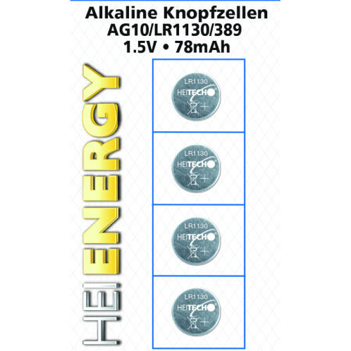 Heitech 04000535 Αλκαλικές μπαταρίες 4 τμχ AG10 / LR1130 / 389 1.5 V