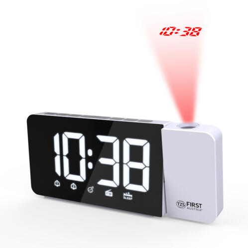 First Austria FA-2419-WI Λευκό ψηφιακό ξυπνητήρι με λευκά ψηφία, FM, προτζέκτορα και διπλή αφύπνιση