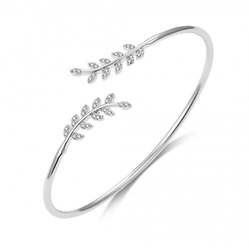 Philip Jones Βραχιόλι σε Σχήμα Φύλλου με Κρύσταλλα Swarovski® Χρώματος Ασημί