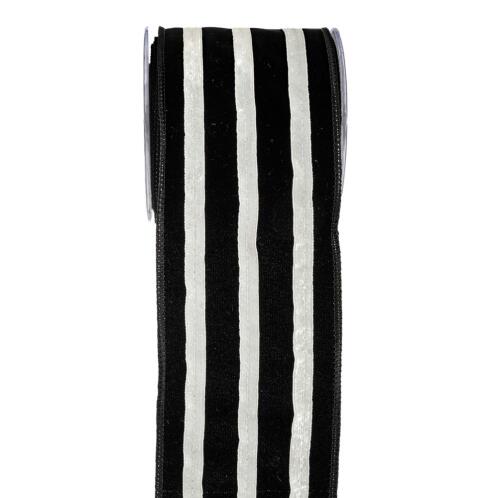 ΚΟΡΔ.LINED VELVET 10cm x 4.5m ΜΑΥΡΟ-ΛΕΥΚΟ