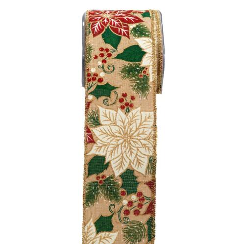 ΚΟΡΔ.POINSETTIA WITH GLITTER 4,3cmX9m ΦΥΣΙΚΟ