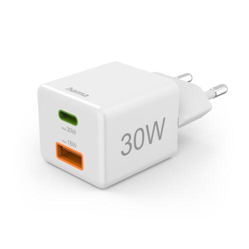 Hama Mini Charger USB‑C + USB‑A 30 W PD Λευκό