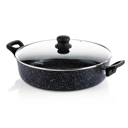 WESTINGHOUSE Ρηχή Κατσαρόλα Από Αλουμίνιο 5. 2 Lt / 32 cm Με Αντικολλητική Επίστρωση Μάρμαρου & Γυάλινο Καπάκι WCCC0009L32MBB