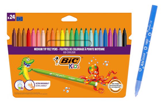 BIC σετ χρωματιστών μαρκαδόρων Kid Couleur ultra washable 24τμχ