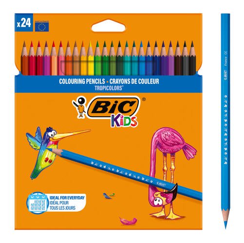 BIC σετ χρωματιστές ξυλομπογιές Kids Tropicolors εξάγωνες 24τμχ