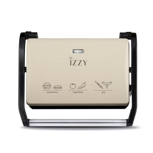 Izzy Τοστιέρα για 2 Τοστ 800W Πλάκες Με Ραβδώσεις Panini 123 Κρεμ