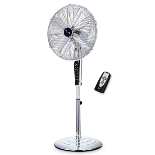 Izzy Ανεμιστήρας Ορθοστάτης 70W Διαμέτρου 40cm με Τηλεχειριστήριο IZ-9024 16" Ασημί