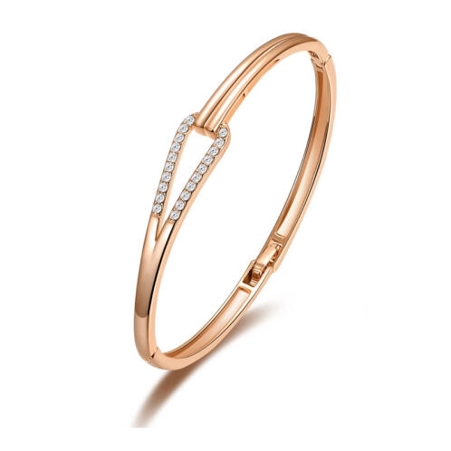 Philip Jones Βραχιόλι Link Bangle Χρώματος Ροζ - Χρυσό με Κρύσταλλα Swarovski®