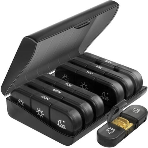 Οργανωτής Φαρμάκων Εβδομαδιαίος με 3 Θήκες 15.5 x 12 x 4cm– Μαύρο 24287 Ruhhy