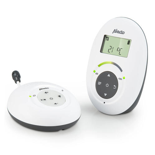 ALECTO Full Eco DEC Ασύρματη ενδοεπικοινωνία (baby monitor) με οθόνη, προεγκατεστημένα νανουρίσματα και δυνατότητα αμφίδρομης επικοινωνίας, σε λευκό / ανθρακί χρώμα. ALECTO DBX-125
