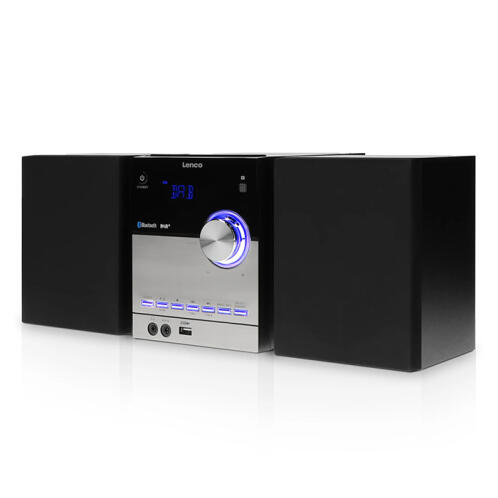 LENCO Mini Hi-Fi με CD player, DAB+ FM ράδιο, σύνδεση Bluetooth και αναπαραγωγή από USB stick, 20W. LENCO MC-150
