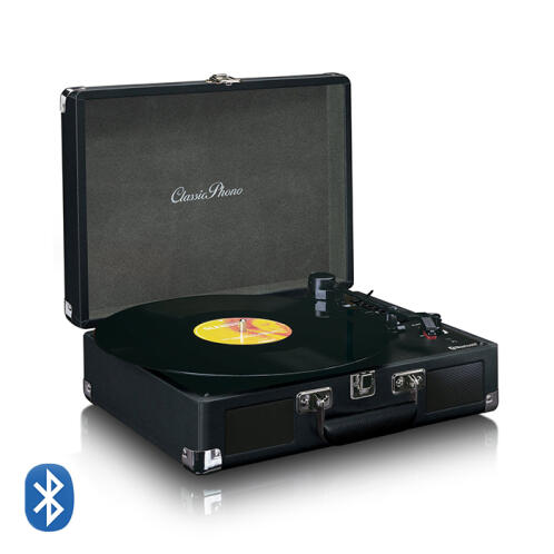 LENCO Πικάπ με ενσωματωμένα ηχεία 3W, Bluetooth, βαλίτσα μεταφοράς και λειτουργία μετατροπής MP3. LENCO CLASSIC PHONO TT-115BK