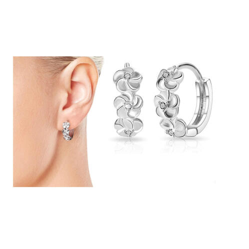 Philip Jones Σκουλαρίκια με Σχέδιο Λουλουδιού και Κρύσταλλα Swarovski®