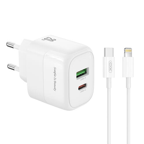 XO Φορτιστής Universal με 2 Εξόδους 1xUSB-A και 1xUSB-C 8-Pin EU PD20 και QC18W L137 Λευκός