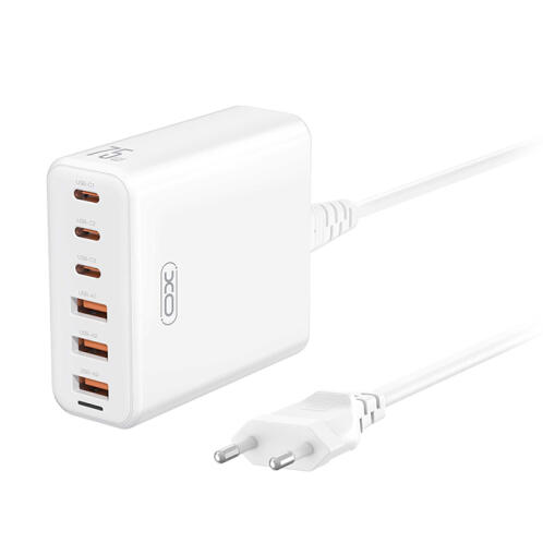 XO Φορτιστής Universal GaN με 3xUSB-C και 3xUSB-A EU 75W L133 Λευκός