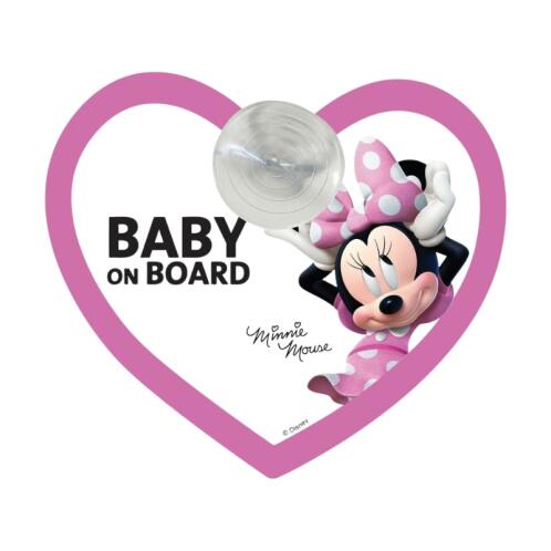 Disney Minnie Mouse Πινακίδα Σήμανσης Baby on Board με Βεντούζα, 1τμχ