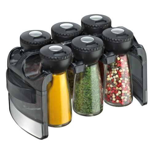 Kuchenprofi Σταντ Μπαχαρικών Με 6 Γυάλινα Βαζάκια Μαύρο 22,86Χ10,8Χ12,07cm