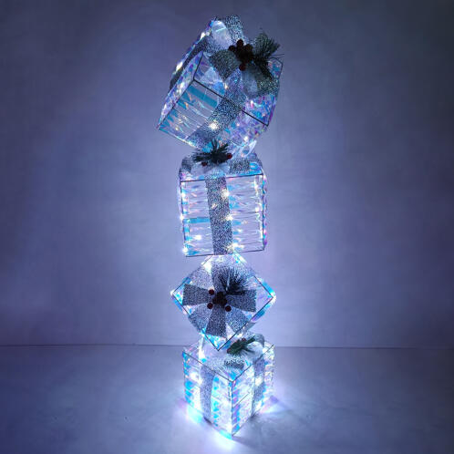 Joylight Πακέτα Δώρου Rainbow LED με Ασημί Φιόγκους Μπαταρίας