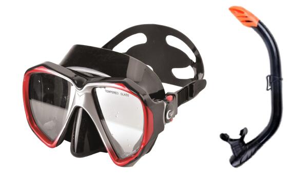 fortis ΣΕΤ ΜΑΣΚΑ & ΑΝΑΠΝΕΥΣΤΗΡΑΣ PVC ΔΙΧΡΩΜΟ(ΜΑΥΡΟ-ΚΟΚΚΙΝΟ)