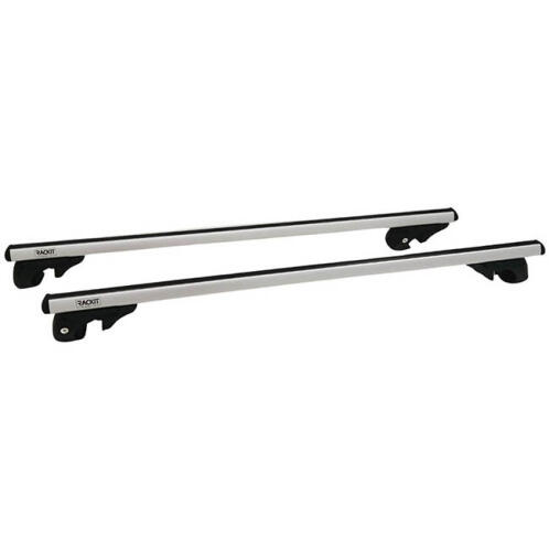 Rackit Μπάρες Οροφής Αλουμινίου 135cm Railing System Σετ Με Πόδια Και Κλειδαριά Τετράγωνες Ασημί