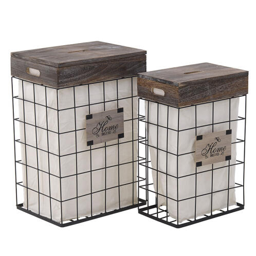 Inart Καλάθι Απλύτων Σετ Των 2 3-60-896-0019