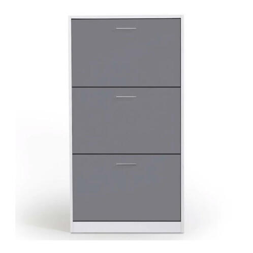 Ξύλινη Παπουτσοθήκη 60 x 24 x 113 cm Χρώματος Λευκό - Γκρι Idomya 30080135