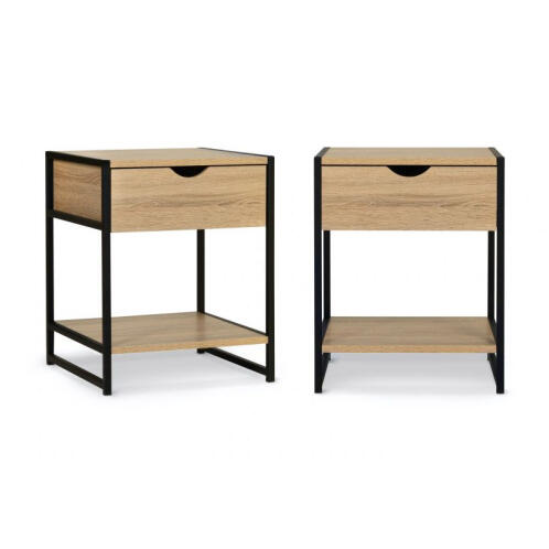 Idomya Σετ Μεταλλικά - Ξύλινα Κομοδίνα 40 x 40 x 50 cm 2 τμχ 30084318