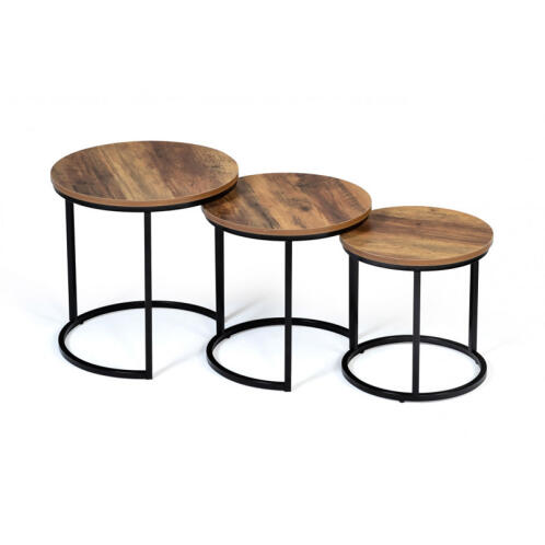 Idomya Σετ Μεταλλικά Στρογγυλά Βοηθητικά Τραπέζια Nesting 45 x 45 cm 3 τμχ Elize Idomya 30088520