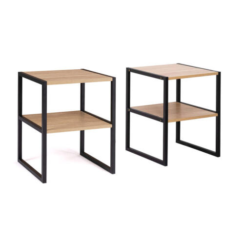 Idomya Σετ Μεταλλικά - Ξύλινα Κομοδίνα με 2 Ράφια 40 x 40 x 50 cm 2 τμχ Idomya Memphis 30130205