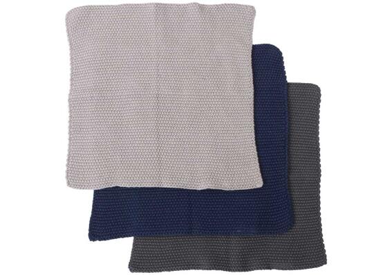 Ladelle Σετ 3 Τεμάχια Πετσέτες Κουζίνας Πλεκτές Eco 27X27 Navy