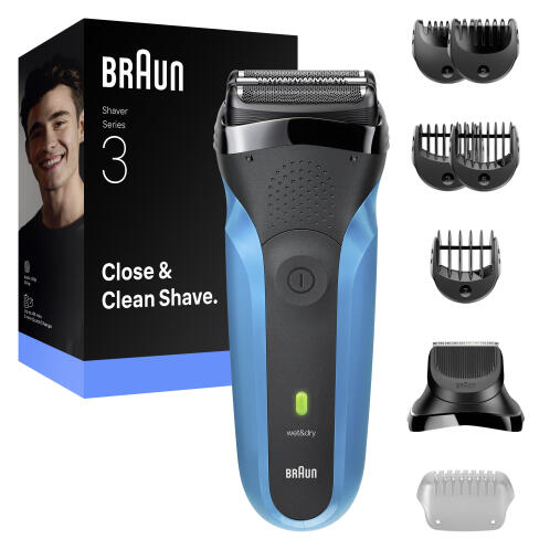BRAUN Ξυριστική Μηχανή Series 3 WET  & DRY + Σετ Περιποίησης Γενειάδας - 310BT/BLU