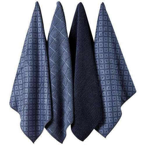 Ladelle Πετσέτες Κουζίνας Microfibre Μπλε Carver 43X68cm - Σετ 4 Τεμαχίων
