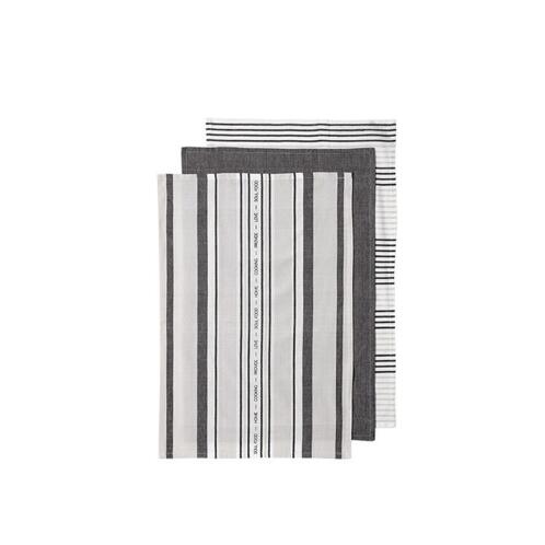 Ladelle Πετσέτες Κουζίνας Βαμβακερές Γκρι Abode Stripe 45X70cm- Σετ 3 Τεμάχια