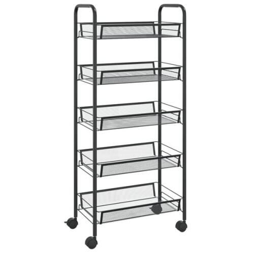 vidaXL Τρόλεϊ Κουζίνας 5 Επιπέδων Μαύρο 46 x 26 x 105 εκ. Σιδερένιο 336328
