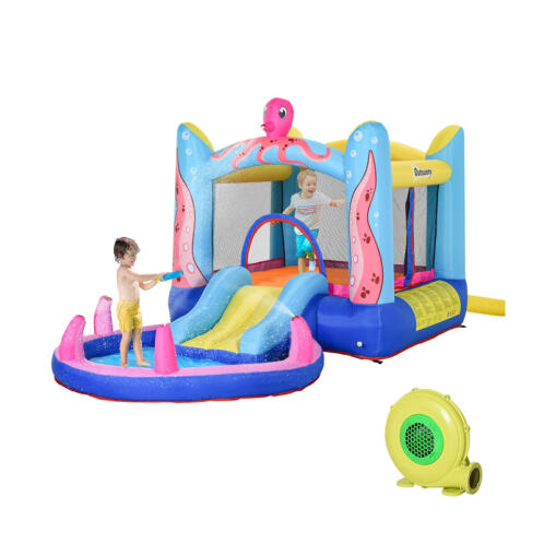 Outsunny Παιδικό Φουσκωτό Κάστρο - Τραμπολίνο με Πισίνα και Τσουλήθρα 380 x 200 x 180 cm 342-022V90