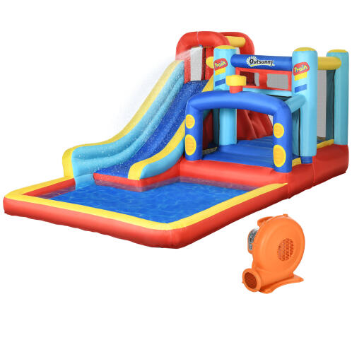 Outsunny Bouncy Castle για παιδιά 3-8 ετών με τραμπολίνο, τσουλήθρα και πισίνα, 435x245x200 cm 342-058V90