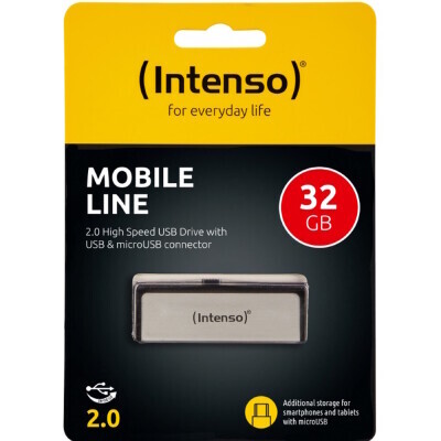 Intenso® USB Drive 2.0 - MOBILE LINE - 32GB + Micro USB port