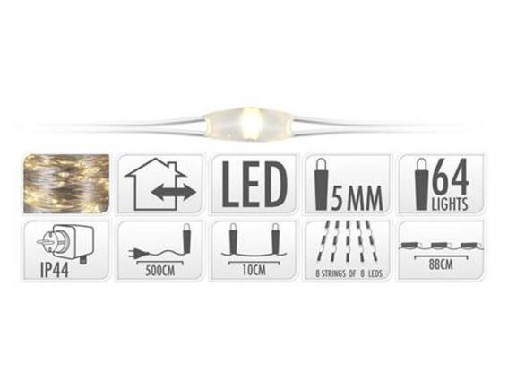 Διακοσμητικός Φωτισμός (AX8702500) με 64 Warm White Micro LED - 5m
