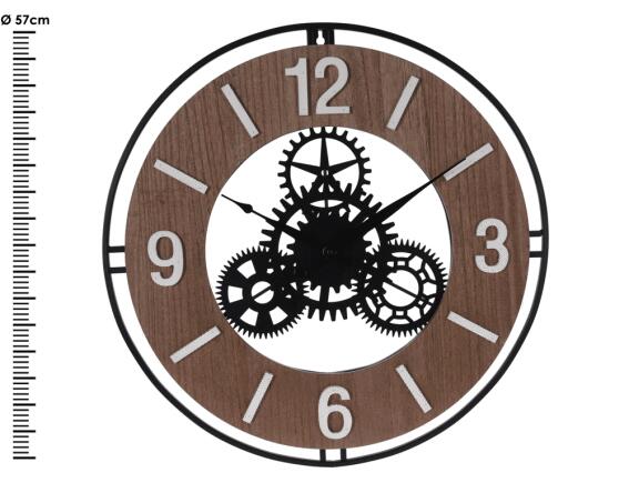 Ρολόι τοίχου HZ1003620 Mεταλλικό/ξύλινο, διάμετρος 57cm.