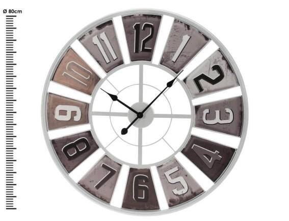 Ρολόι τοίχου Y36200490 Mεταλλικό, διαμέτρου 80cm, Antique style καντράν, σε γκρι αποχρώσεις
