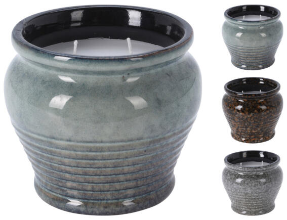 Αρωματικό Κερί 420901020 Σε κεραμικό δοχείο Με 2 φιτίλια 12.3 x 10.5cm Σε 3 επιλογές αρώματος