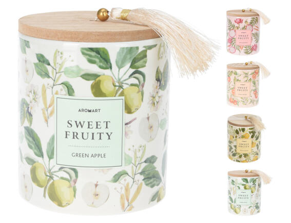 Αρωματικό Κερί Primavera CC5061630 Σε κεραμικό δοχείομε ξύλινο καπάκι , 9 x 11.7 cm Σε 4 επιλογές σχεδίου και αρώματος