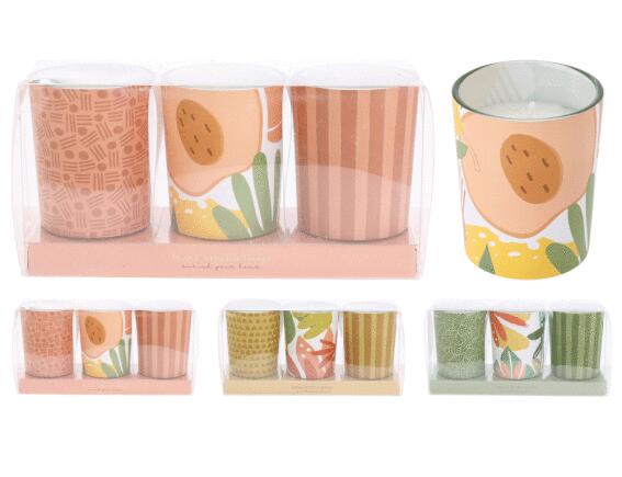 Σετ 3 Κεριά CC5073360 Σε γυάλινο Deco δοχείο 16 x 5 x 6 cm, σε 3 επιλογές σχεδίου.